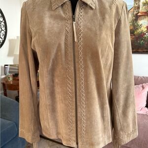 Western Style Beige Suede Jacket for Women